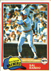 1981 Topps Baseball Cards      623     Sal Bando